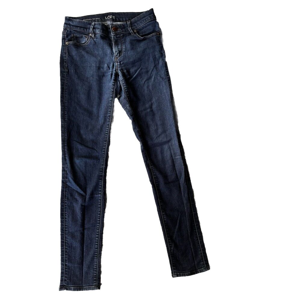 Loft Modern Skinny Jeans Size 26/ 2 Dark Wash Stretch Denim Classic 5 Pocket